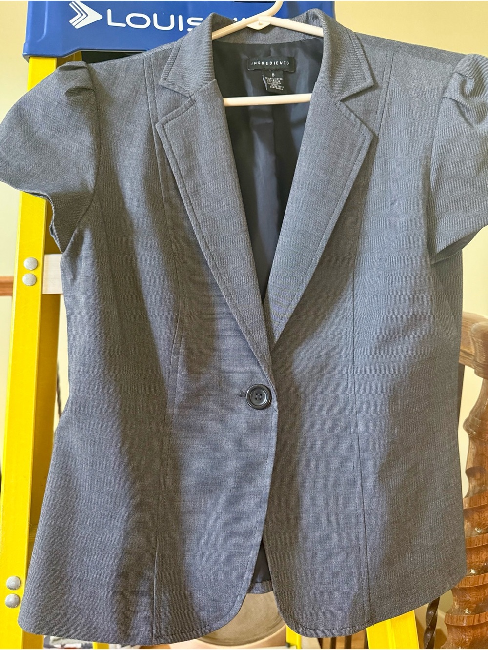 Ingredients Gray Short-Sleeve Single-Button Blazer